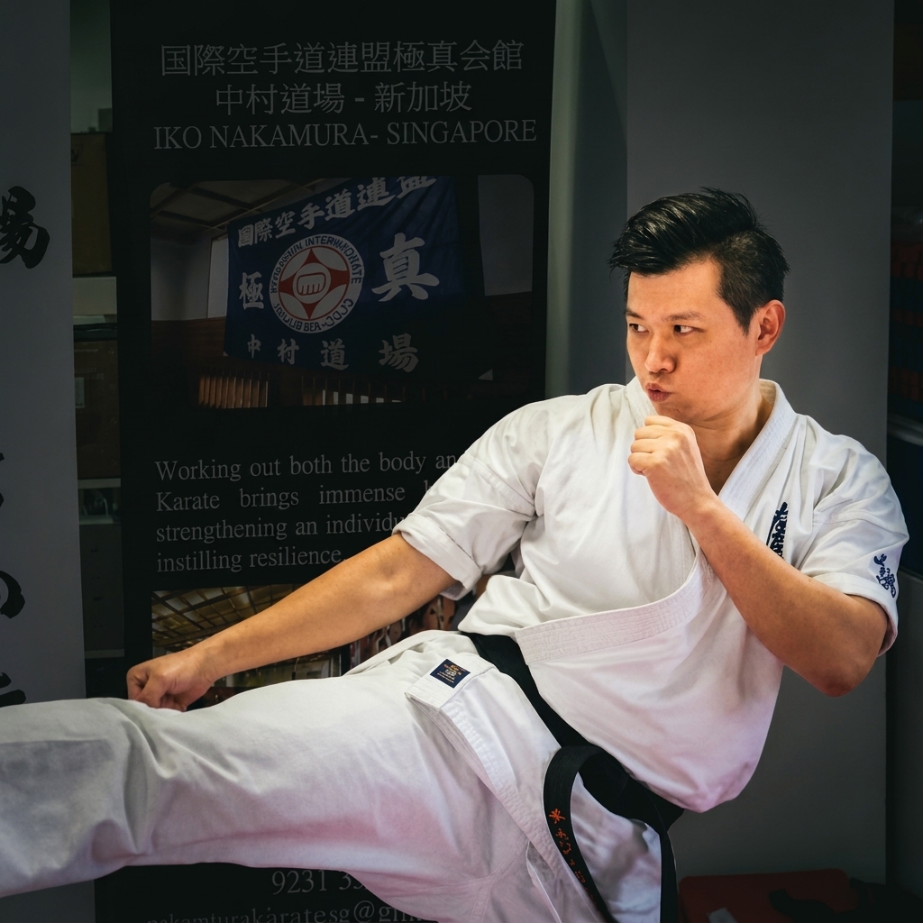 Sensei executing a karate kick